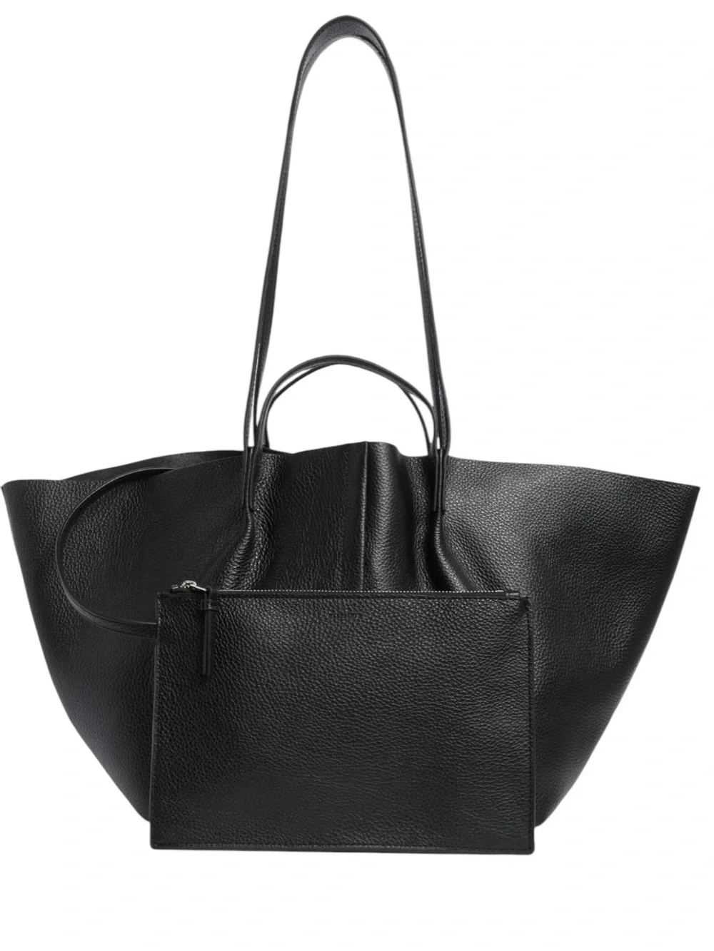 AllSaints Odette Black Pebbled Leather Tote Bag Large Shopper NWT Dust Bag Inclu - Picture 6 of 6
